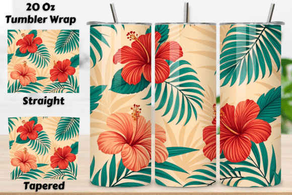 3D Beach Wedding Floral Seamless Tumbler Design