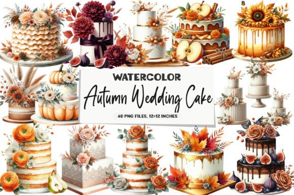 Autumn Wedding Cake Clipart: Elevate Your Seasonal Designs