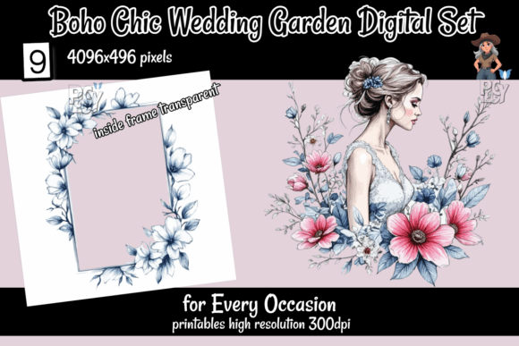 Boho Chic Wedding Garden: A Digital Set for Enchanting Celebrations