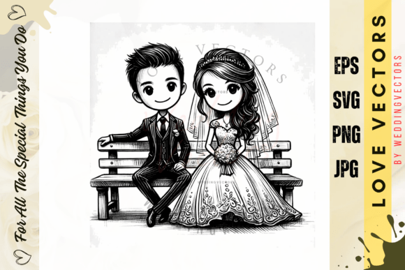 C4988: Wedding Couple & Love Vectors for Romantic Projects