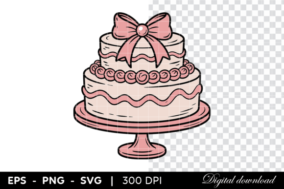 Elegant Pink Wedding Cake with Bow: A Sweet Design Asset