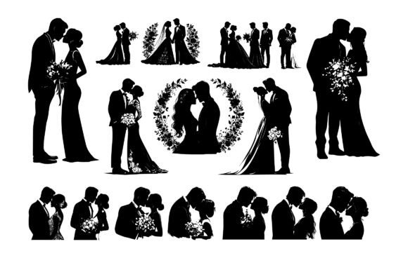 Elevate Your Design with Wedding Silhouettes Vector