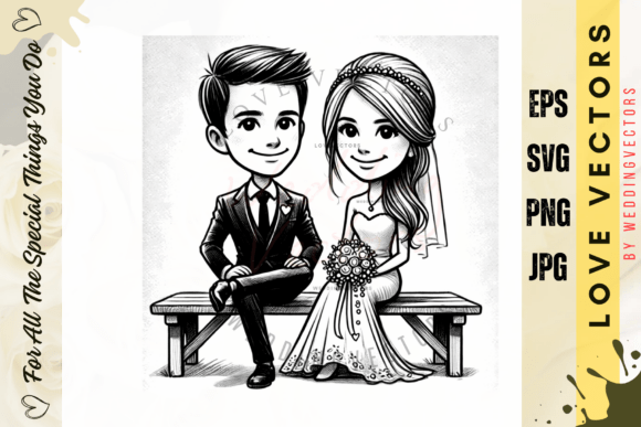Elevate Your Designs with Wedding Couple Vectors C4974