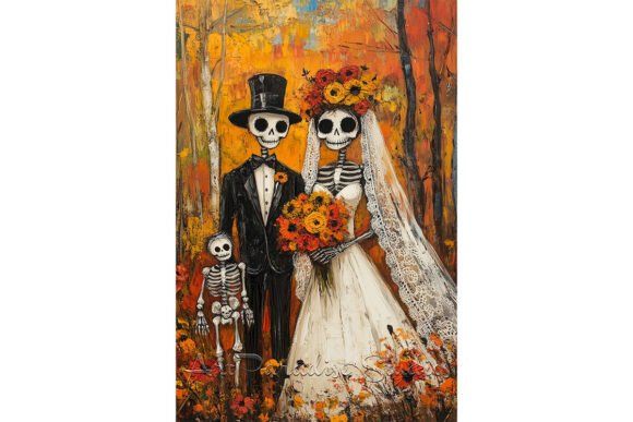 Embracing Autumnal Whimsy with the Día De Los Muertos Forest Wedding Print
