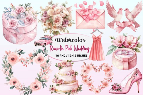 Romantic Pink Wedding PNG: Elevate Your Designs with Soft Elegance