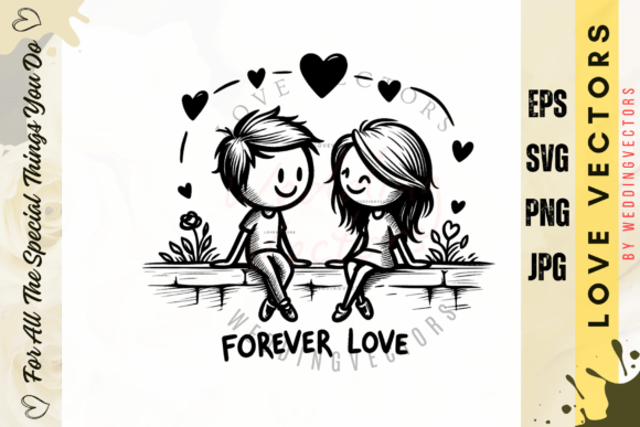 Timeless Romance in Vectors: The C52 Wedding Illustration