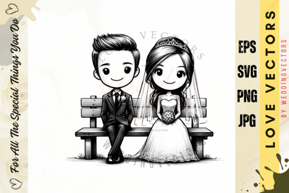 Wedding Couple and Love Vectors - C4984: A Soft Pastel Romance