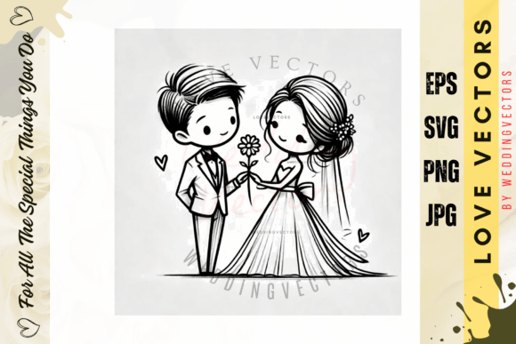 Wedding Couple and Love Vectors - C505: A Minimalist Approach to Romantic Branding