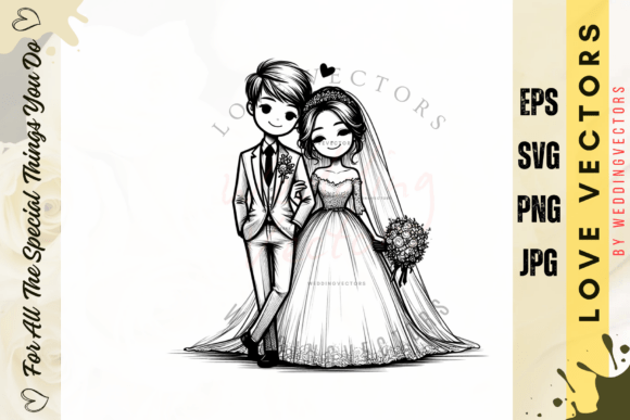 Wedding Couple and Love Vectors: Soft Elegance Design Assets